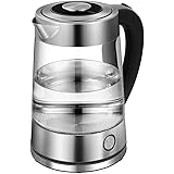 YXZQ Electric Kettle, Intelligent Control Glass Stainless Steel Base 1.7L 1850W Gray Easy to Move，Fast Boiling Household Elec