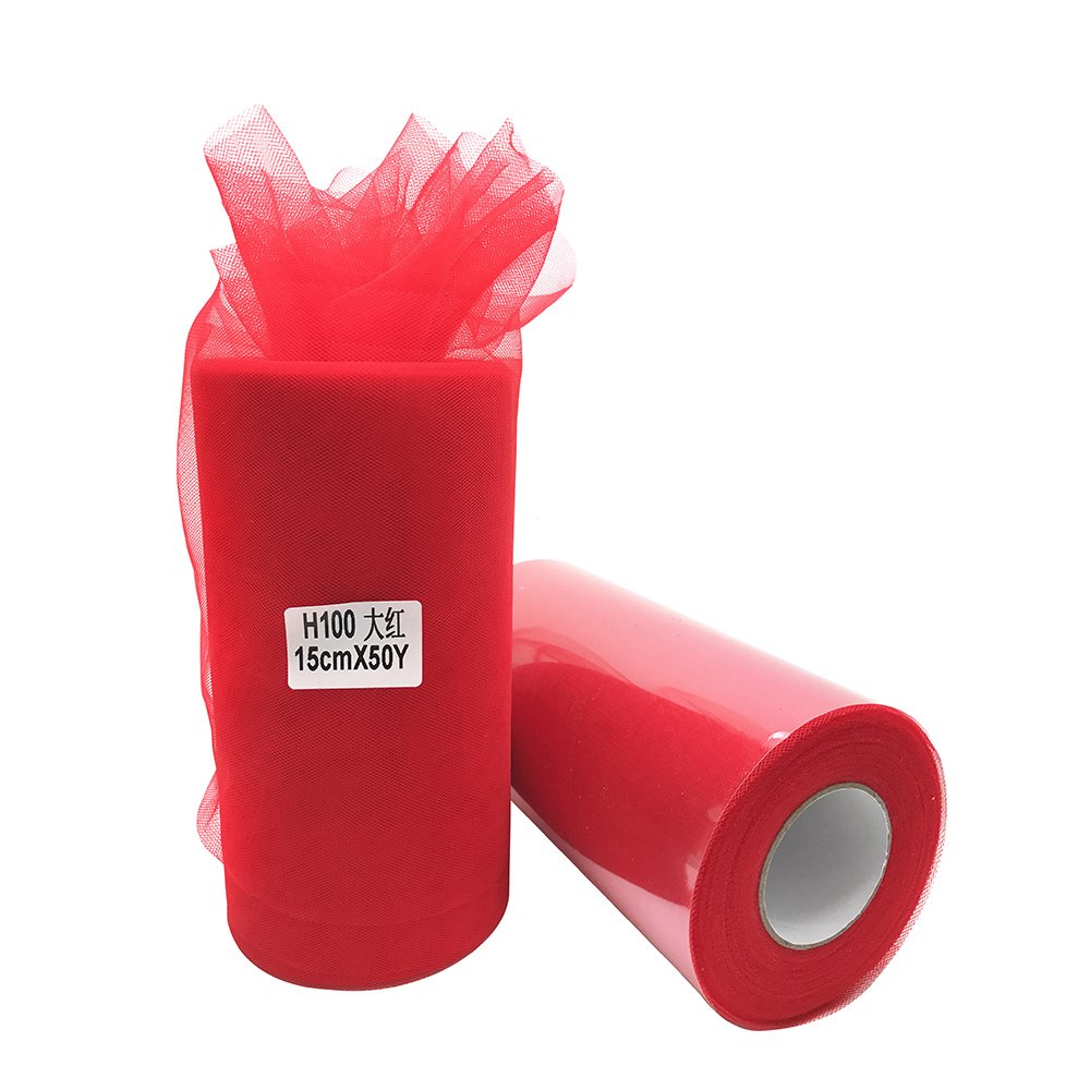 Super Soft 6 Inch x 50 Yards (150FT) Tulle Roll - Tutu Skirt Baby Shower Dress Wedding Decor Sewing Crafts Wraping Fabric Party Decoration & 43 Colors - red