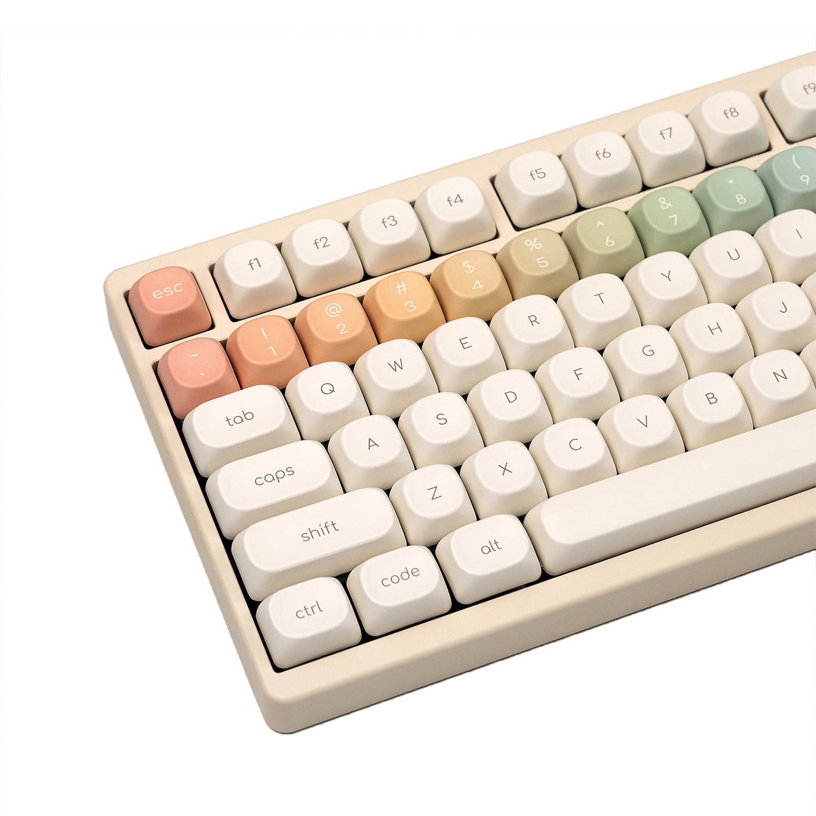 Photo 1 of MOA Profile Keycaps, Rainbow PBT Keycap, Minimalist White Cute Round Keyboard Keycap, Dye-Sublimation Colorful Custom Key Cap for 61/64/68/84/87/100/104/108 Cherry MX Mechanical Keyboards(124 Keys)