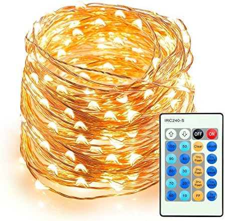 HEIOKEY Dimmable 150 LEDs Waterproof Copper Wire LED String Lights,50ft Warm White Starry Light Decorative Rope Ambiance Lighting for Christmas,Weddings,Parties(Remote Controller)