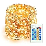 HEIOKEY Dimmable 150 LEDs Waterproof Copper Wire LED String Lights,50ft Warm White Starry Light Decorative Rope Ambiance Lighting for Christmas,Weddings,Parties(Remote Controller)