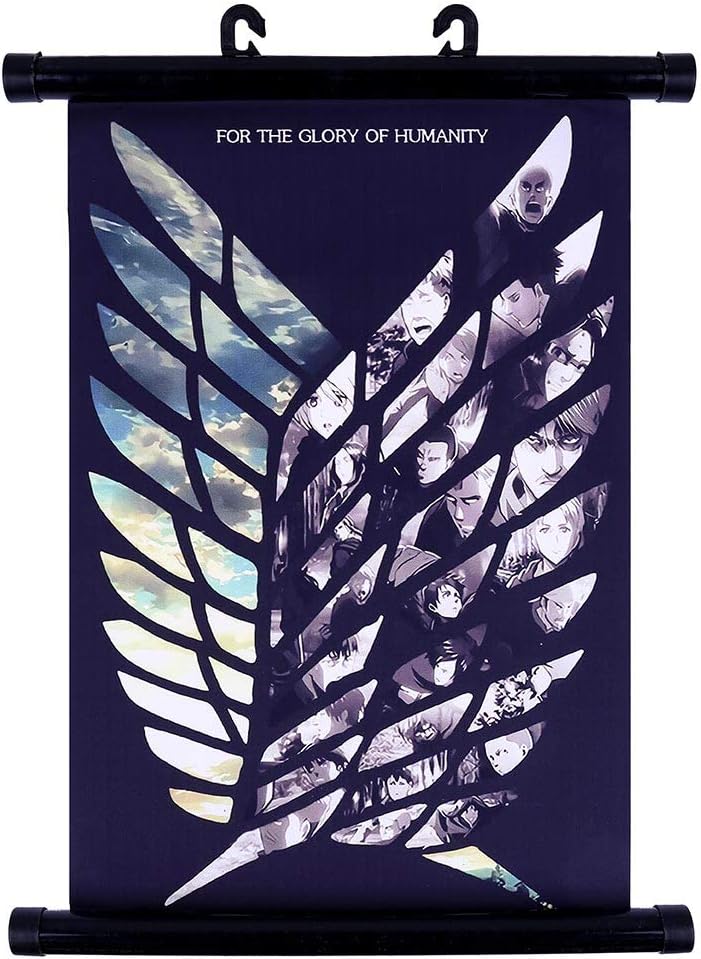 Kingmia Attack on Titan Scroll Poster, Anime Scroll Poster Waterproof Poster Home Decor Poster Wall Decoration(Medium- 11.8 x 17.7 inch)