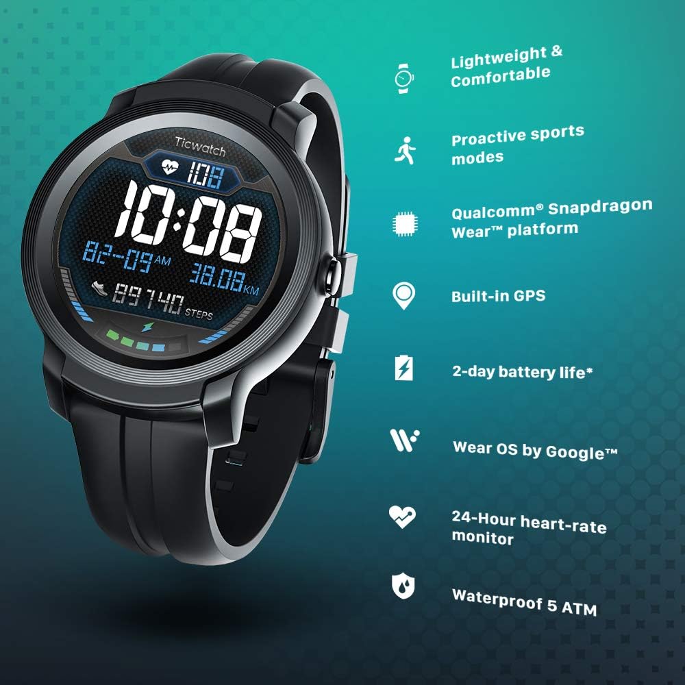 Ticwatch E2 Smartwatch Sistema operativo Wear by Google Fitness ...