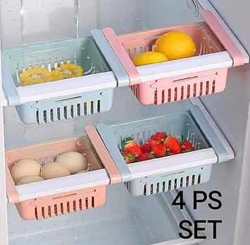 OSLEN Fridge Space Saver Organizer Slide Storage Rack Shelf Drawer, Fridge Storage containers for