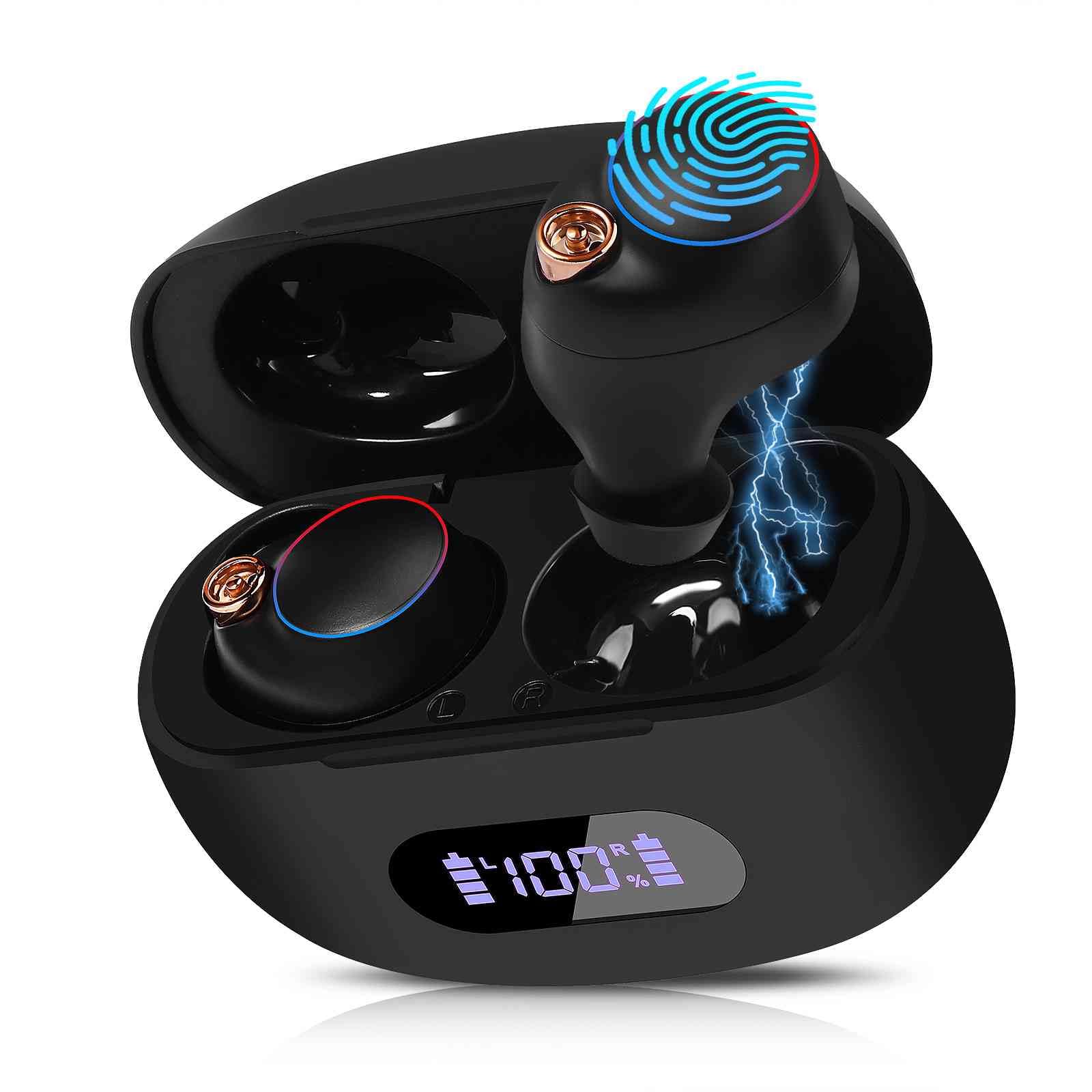UrbanX True Wireless Bluetooth Earbuds + Charging Case, Black, Dual Connect, IPX5 Water Resistance, Bluetooth 5.2 Connection, Balanced, Bass Boost Compatible with Doogee N20 Pro