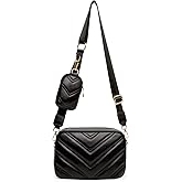 Herald Chevron Quilted Small Crossbody Bag with Coin Purse Pouch, Women Square Camera Side Shoulder 2 Size Handbags | Chevron, Quilted, Small, Coin Purse Pouch, Camera, 2 Size