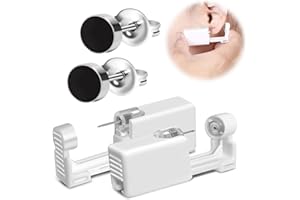 BeiLaiSun 2 Pack Disposable Ear Piercing Gun Kit Self Use Ear Piercer at Home Piercing Ear Gun with 6mm Black Earring Stud（600#）