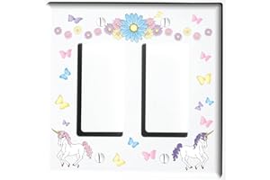 PRESTO WALL DECALS Unicorn Horse Light Switch Plate and Outlet Wall Plate Covers Unicorn Pony Girls Room Decor (Double Rocker)