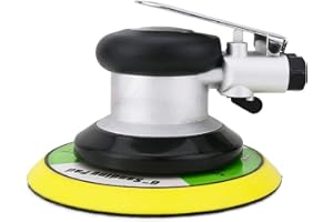 LithiCraft Heavy-Duty Pneumatic Random Orbital Sander 12,000 RPM High-Speed Dual-Action Low-Vibration Design for Automotive Polishing, Woodworking Sanding, and Metal Finishing (6 inch)