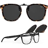 Goiteia Oversized Polarized Clip on Sunglasses over Prescription Glasses for Women Men, Round Stylish Framed Like Sunglasses