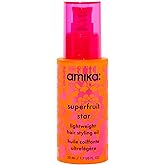 amika superfruit star lightweight hair styling + heat defense oil | heat protection, strengthen + reduce breakage, smooth frizz, add glossy shine | for all hair types