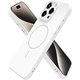 oakxco for iPhone 15 Pro Max Case Silicone Mag Safe, Magnetic Slim Thin Phone Case Compatible with Magsafe Wireless Charging, Cute Girly Aesthetic Soft Rubber Gel Safecase for Women Girls, White