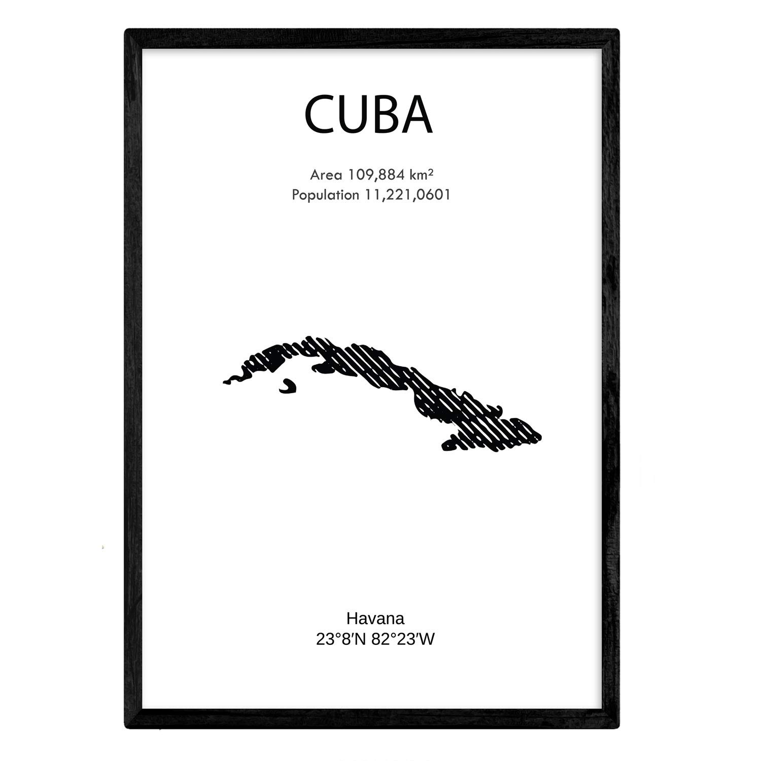 Nacnic Poster of Cuba. Sheets of countries and continents. A4 size