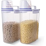 TBMax Cereal Container Oatmeal Dispenser - 2Pack, Rice Storage Bin with Airtight Design+ Measuring Cup + Pour Spout + 2KG Cap
