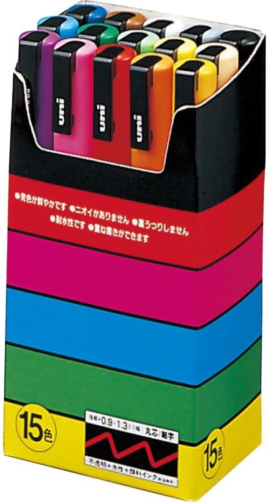 NEW Uni Posca Marker Thin 15 Colors Set PC-3M 15C Import Japan