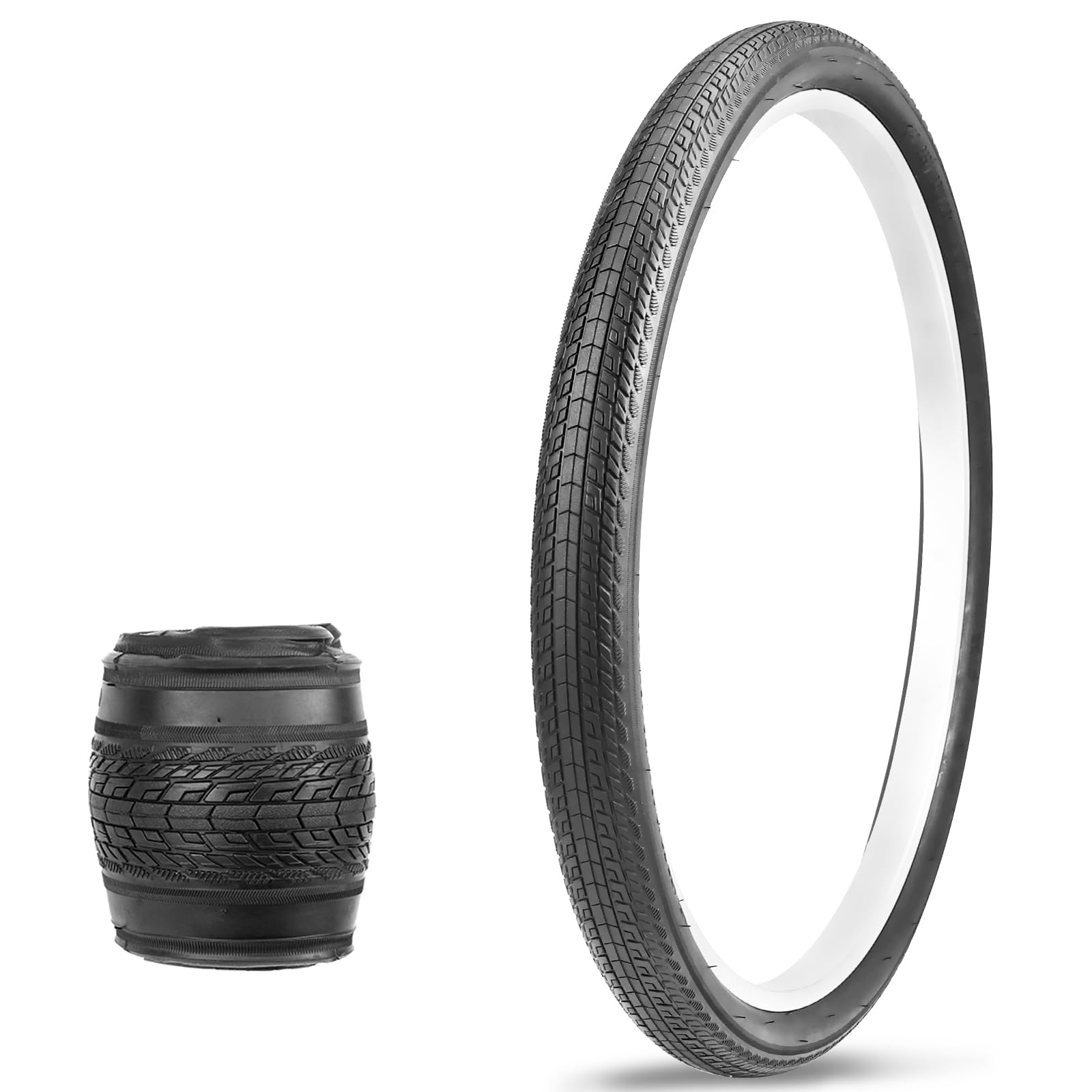 MEGHNA Bicycle Tyres Bike Tires Replacement Tyres: 20/24/26x1.75 Inch Folding Bike Tire for for Beach Cruiser Mountain Bikes MTB/BMX (1 Tire, 24x1.75 Inch)