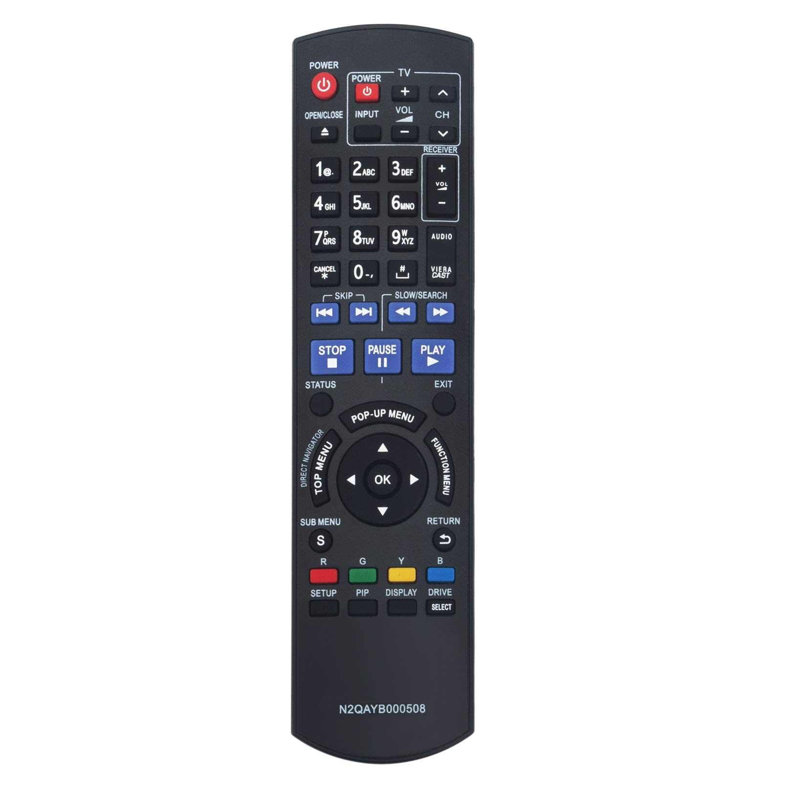 N2QAYB000508 Replace Remote Control - VINABTY BluRay Remote Control for Panasonic N2QAYB000508 Blu-Ray Player DMP-BDT300 DMP-BDT350 Remote Controller