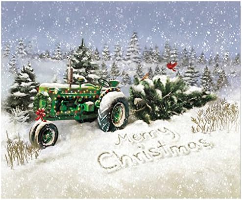 Trendy Decor 4 U 64171-C Christmas Tree Tractor Lighted Canvas