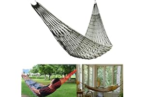 Tidevib Outdoor Hanging Net Bed Camping & Backyard Relaxation Nylon Rope Mesh Swing Sleep, 240 x 80 cm, Army Green