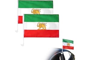 2 PCS Iran Flag for Car,Small Iranian Flag with Lion and Sun,Double-sided Printed Persian Flag for Sedan, SUV, Truck, MPV Dec