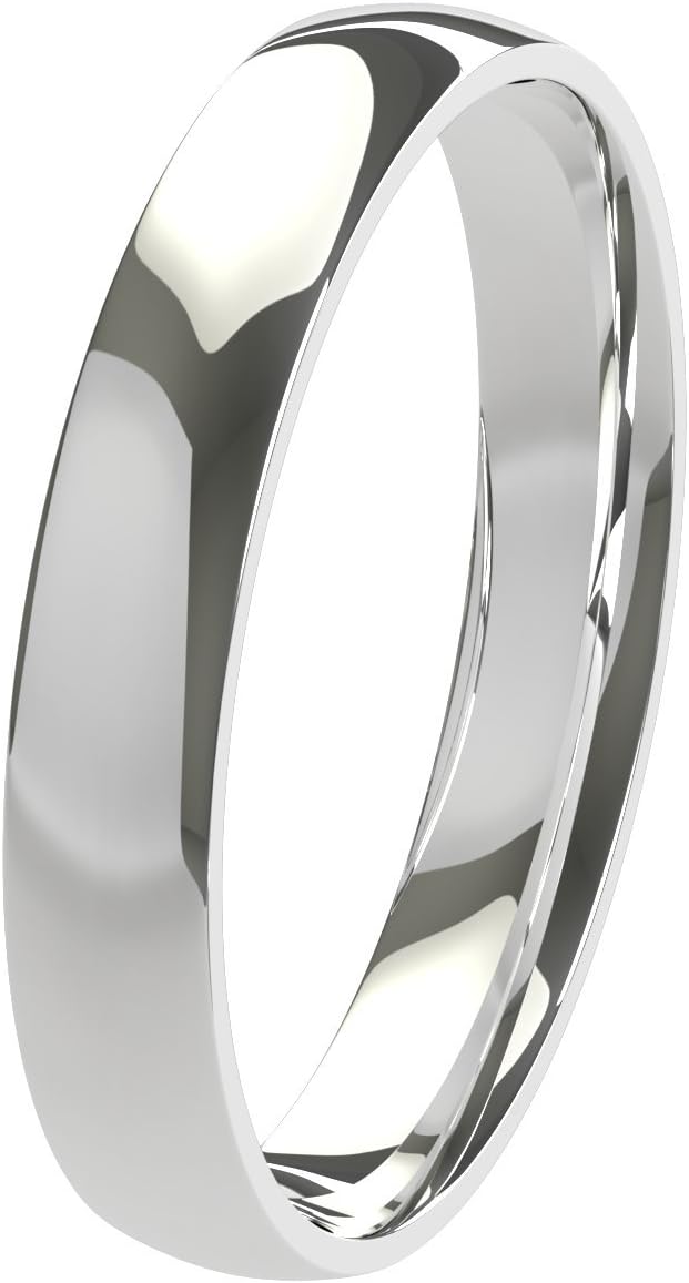 New Solid Argentium Silver 3mm Heavy Court Shaped Comfort Fit Unisex Wedding Ring Band Available in All Sizes from H - Z+3 | UK Manufactured & Hallmarked