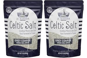 Le Marinier French Sea Salt Grey Coarse, 1.1lb - 18oz Pack of 2. Mineral Rich Unrefined French Sea Salt 100% Natural, Hand Harvested (1.1lb Grey Coarse - Pack of 2)