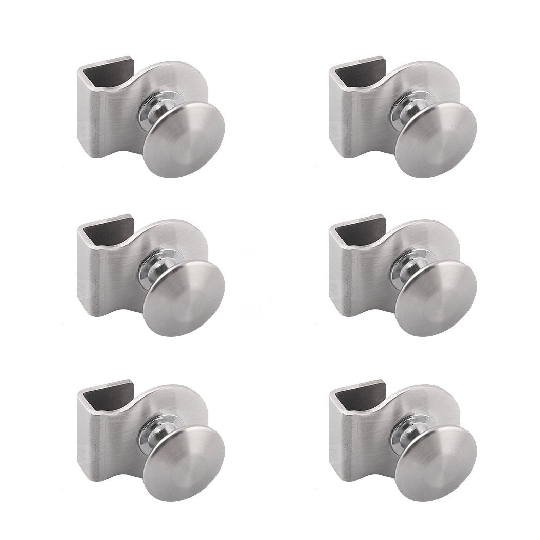 SeeRaphee Glass Door Knob Stainless Steel Handle Pull Knob Punching Free for Bathroom Office Glass Door 6 PCS