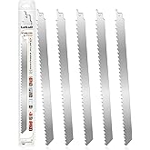 LEILUO 12-Inch Frozen Meat Bone Cutting Reciprocating Saw Blades 5 Piece Stainless Steel Sawzall Blades with Storage Case