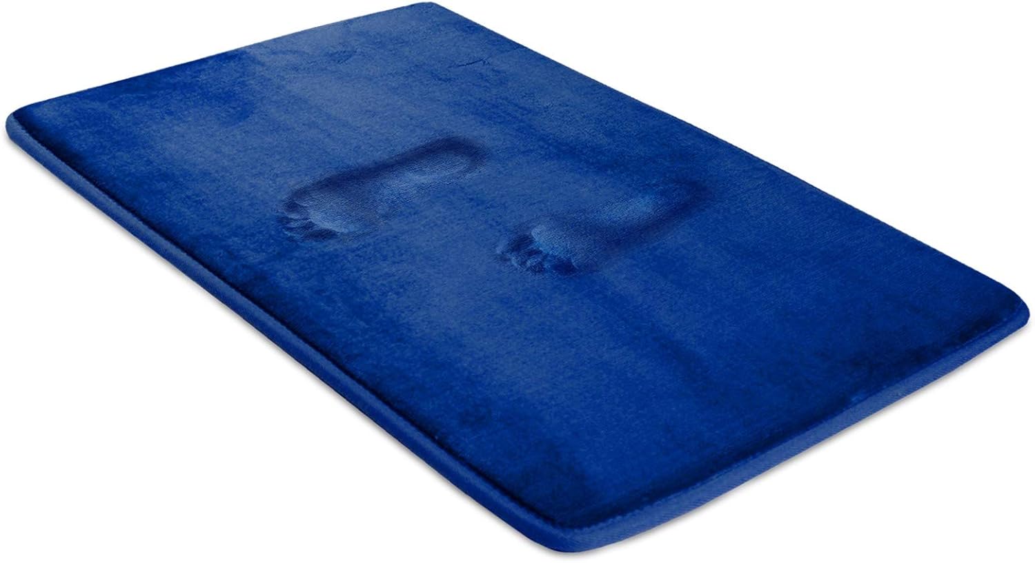 BIGFOOT Memory Foam Bath Mat 30 x 20 for Tub and Shower, Water Absorbent Non-Slip Bathroom Rug with Soft Velvet Top Layer, Thick Cushioning Foam with PVC Dot Bottom Layer Keeps Floors Dry, Navy