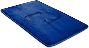 BIGFOOT Memory Foam Bath Mat 30 x 20 for Tub and Shower, Water Absorbent Non-Slip Bathroom Rug with Soft Velvet Top Layer, Thick Cushioning Foam with PVC Dot Bottom Layer Keeps Floors Dry, Navy