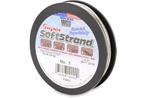 WCS WIRE AND CABLE SPECIALTIES, INC. Super Softstrand, Vinyl-Coated Stranded Stainless Steel Picture Wrapping Wire, Size #5, 43 lb / 20 kg, 80 ft / 24 m