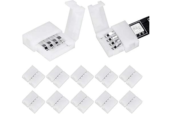 10 Packs 4 Pin LED Connector for 10mm/0.39inch Wide LED Strip Lights Wire-Free Solderless Adapter Extension for 2835/3528/505