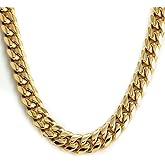 14k Real Gold Plated Cuban Link Chain for Men,6mm-16mm Miami Cuban Chain Necklace, Gold Chain for Men Women, Hip-Hop & Cool Stainless Steel Necklace 18-30 Inches-Send Gift Box(Father Day Birthday Christmas Gift)