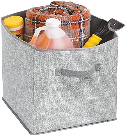 mDesign Auto Trunk Storage Organizer Bin for Groceries, Tools, Umbrellas, Sports Equipment, Accessories - Gray