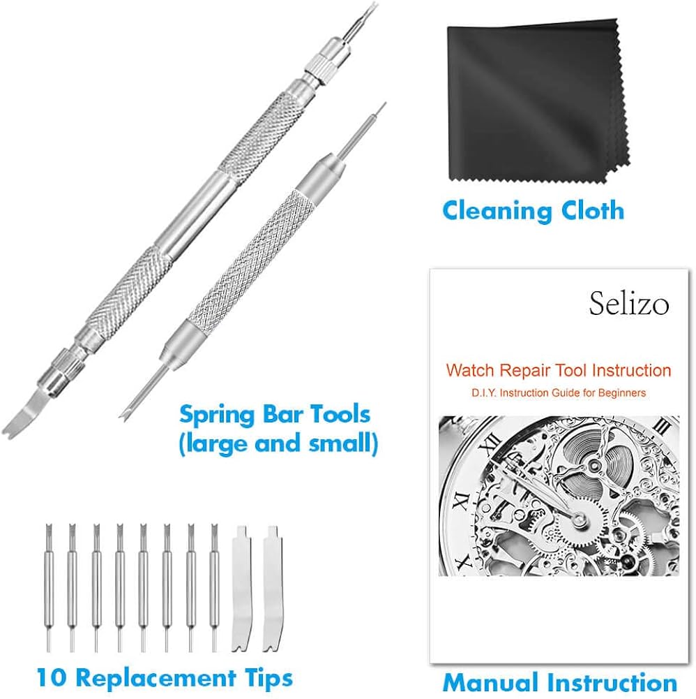 Selizo Spring Bar Tool Watch Link Remover Tool Kit with Instruction Manual Watch Band Tool Link Pin Removal for Watch Repair Band Adjustment Replacement Sizing: Watches