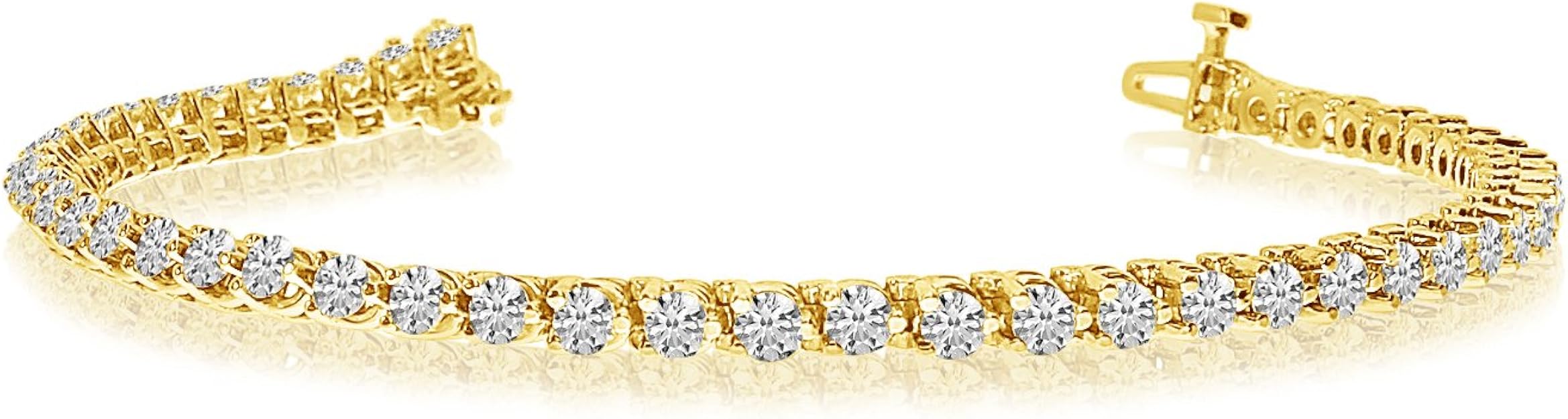 14k Yellow Gold Classic 3 Ct. Tennis Bracelet (Size 7) Amazon.co.uk