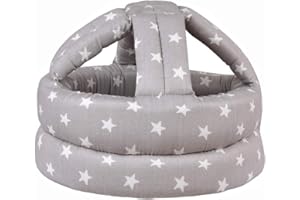 TORASO Baby Helmet, Baby Infant Head Helmet for Crawling, Head Cushion Bumper Bonnet, Soft Headguard for Toddler Learning to Walk, Gray Star (1)