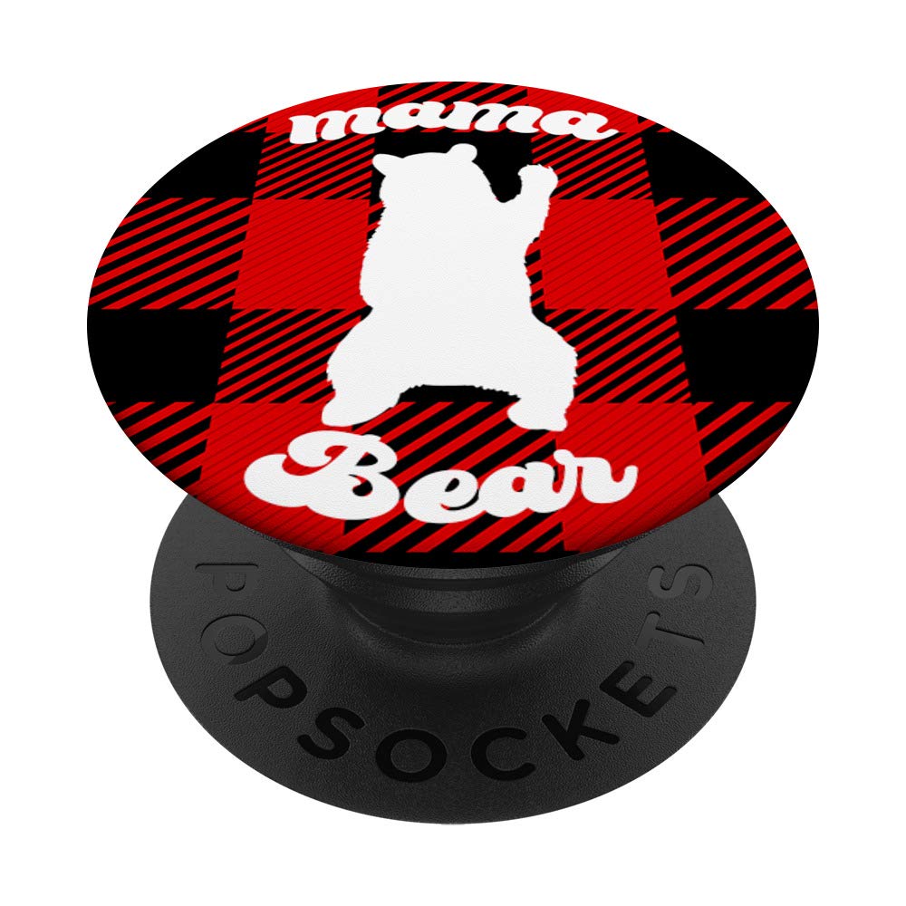 Checkered Red Buffalo Plaid Mama Bear Mom Christmas Gift PopSockets PopGrip: Swappable Grip for Phones & Tablets