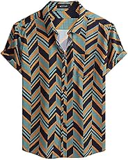 MCEDAR Mens Casual Short Sleeve Button Up Vintage Summer Hawaiian Beach Vacation Shirts (Size S-5XL Big and Ta