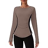 BMJL Womens Workout Tops Active Long Sleeve T Shirt Color Block Slimming Fall Shirts Gym Clothes Woman Blouses Outfits