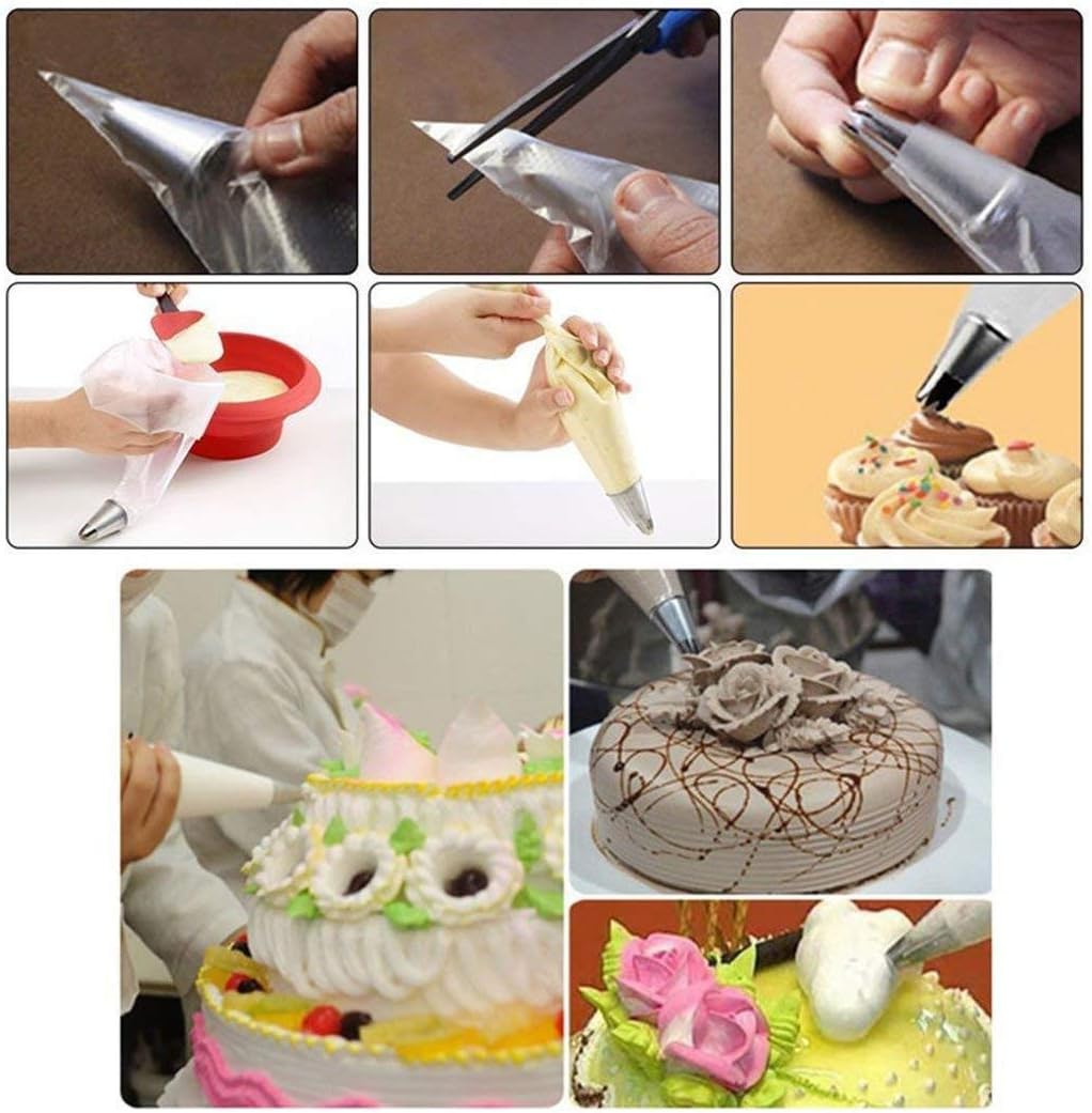Disposable Dual Icing Piping Bags 10 Pack for Decorating Cakes Buns and Cupcake, Transparent - Image 4