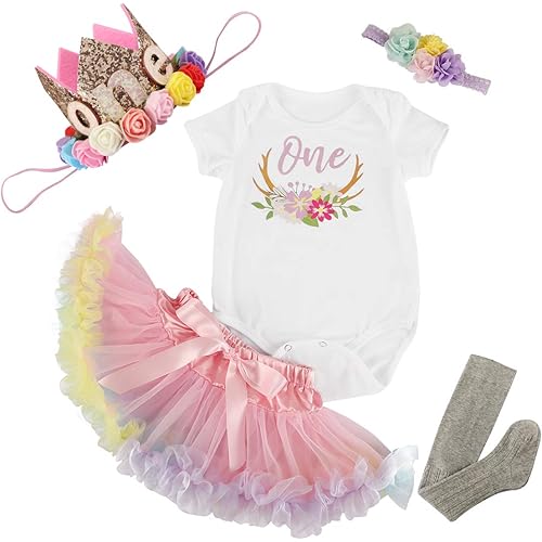 HOSUKKO Baby Girl Half/First / 2nd Birthday Clothes Outfits (Short Sleeve) …