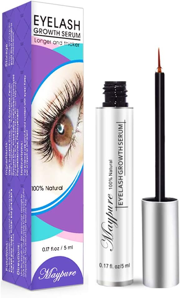 Eyelash Growth Serum, Approved Lash Booster Eyelash Enhancer Eyebrow Growth Serum for Long, Luscious Lashes and Eyebrows-Irritation Free Formula(5ml)