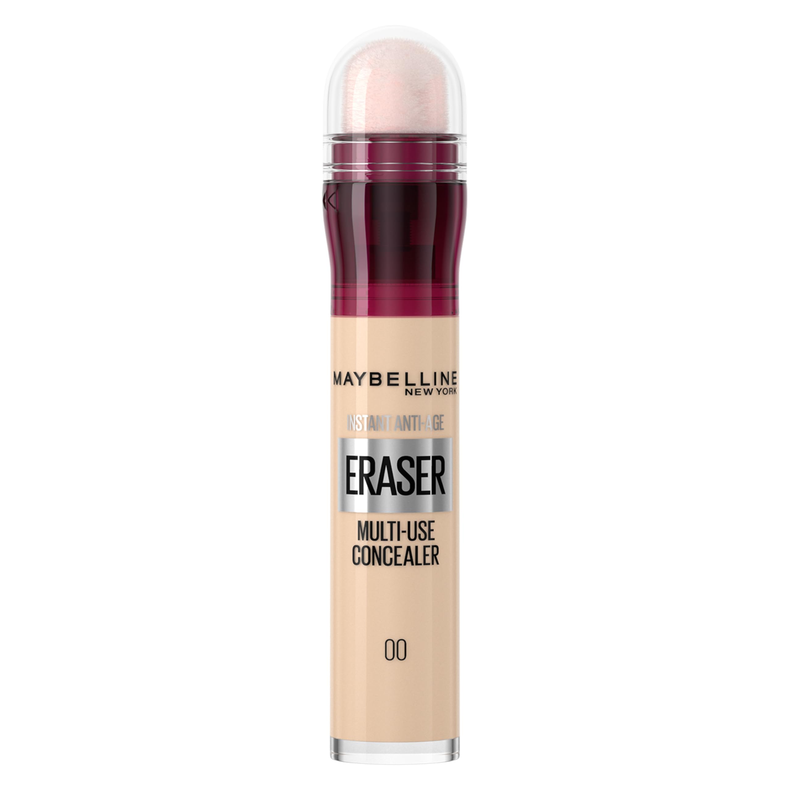 Maybelline Instant Anti-Age Eraser Eye Concealer for Face, Dark Circles, Blemish & Fine Lines Concealer, Full Coverage, Dermatologist Tested, Suitable for Sensitive Skin, Shade: 00 Ivory