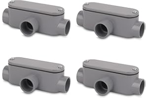 CKVIHAV 4Pack 3/4 Inch Rigid PVC Conduit Body Type T, Slip x Slip PVC Conduit Bodies T Type with Cover and Gasket, Gray