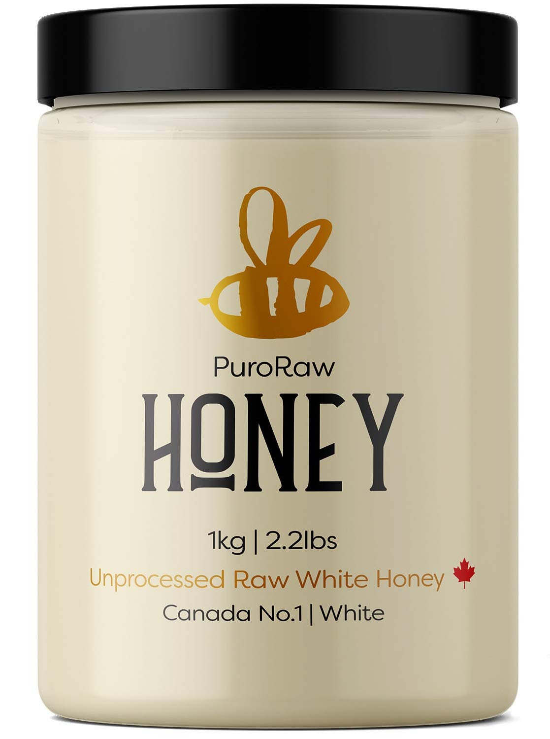 Raw Honey, 2.2 lb. White Honey, Raw Unfiltered Honey, Pure Honey, Natural Honey Raw Unfiltered, White Raw Honey Unfiltered Unpasteurized from the Canadian Prairies. 2.2 pounds. By PuroRaw.