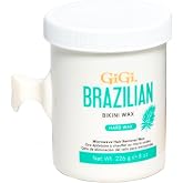 GIGI Brazilian Bikini Wax Microwave Formula Hard Wax for Hair Removal, 8 oz | No Strips Needed for Coarse Hairs, Painless Residue-Free Waxing for Sensitive Skin, Eyebrow, Face &amp; Lip, Hypoallergenic