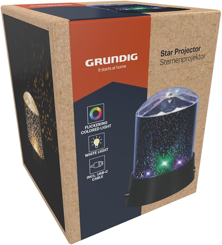 Projetor de Estrelas de Luz Noturna – Projetor LED de Céu Estrelado para Quartos e Quartos das Crianças – Luz Que Muda de Cor e Luz Branca – Com Cabo USB-C – A Bateria