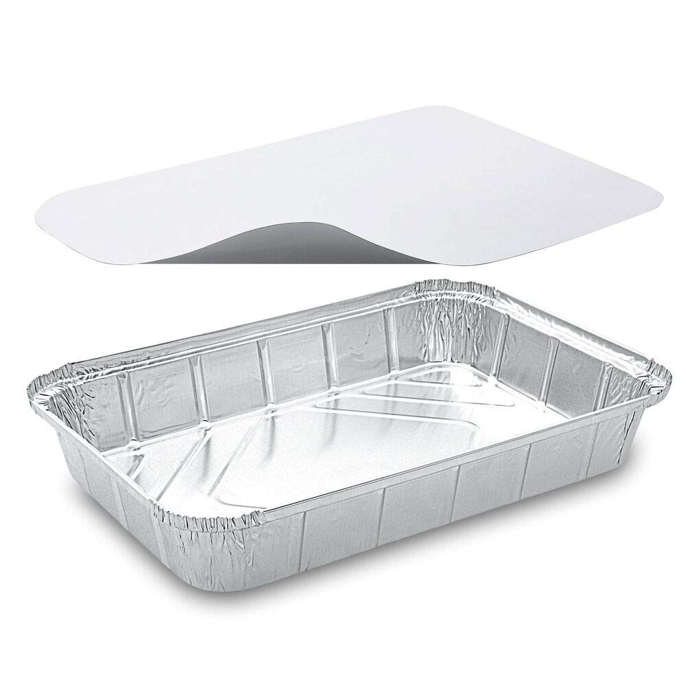 1 Pack Aluminium Serving Bowl, Aluminium Bowl, Grill Bowl, Square 2000 ml with Lid, Pack of 10