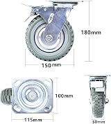Nisorpa 4x 150mm Heavy Duty Castor Wheels Trolley Swivel w/ Brakes 1000kg view 4